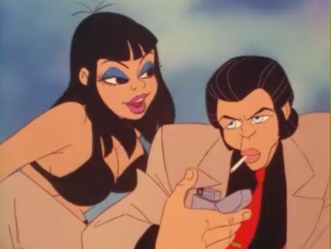 A screenshot from Hey Good Lookin, Vinnie and Roz.